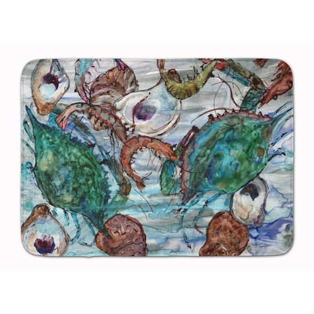 Carolines Treasures Shrimp Crabs and Oysters in water Machine Washable Memory Foam Mat 8965RUG
